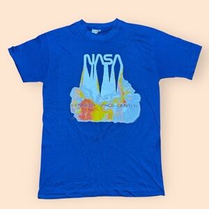 Vintage 1980s NASA Kennedy Space Station T Shirt Men’s XL Blue Vtg 80s